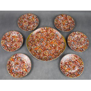 Cake set, Ćmielów, Imari or Turkish, 1930s.