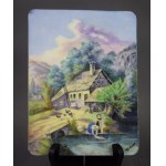 Porcelain plaque with miniature, Carl Tielsch, Walbrzych, 19th century.