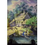 Porcelain plaque with miniature, Carl Tielsch, Walbrzych, 19th century.