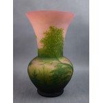 Grande vaso Art Nouveau in vetro cammeo, Francia, firmato, 1920 circa.