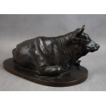 Okimono Garçon dormant à côté d'un buffle, bronze, JAPON, Meiji, Signé.