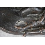 Okimono Garçon dormant à côté d'un buffle, bronze, JAPON, Meiji, Signé.