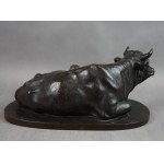 Okimono Garçon dormant à côté d'un buffle, bronze, JAPON, Meiji, Signé.