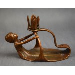 Jugendstil-Kerzenhalter 'Nymphe', Bronze, Wien, um 1900.
