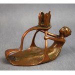 Jugendstil-Kerzenhalter 'Nymphe', Bronze, Wien, um 1900.