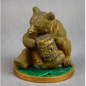 Figurka z brązu Niedźwiadek z beczką, Carska Rosja, XIX/XX w.