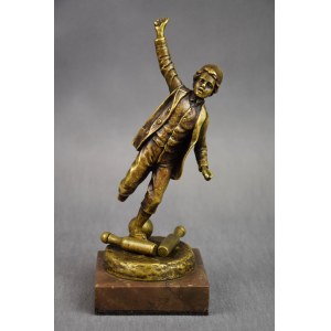 Sculpture Boy playing bowling, bronze, early 20th century.