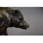 Großer Visitenkartenhalter mit Wildschwein, Jagd, Bronze, Marmor, 1920er Jahre.