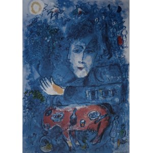 Marc Chagall (1887-1985), Dwa niebieskie twarze i czerwony osioł