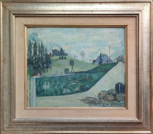 Joseph Pressmane (1904-1967), Pejzaż z domami, 1958