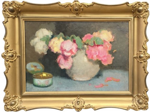 Alfons Karpiński (1875-1961), Peonie w bialym wazonie