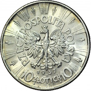 10 gold 1937, Pilsudski, rarer vintage, magnificent