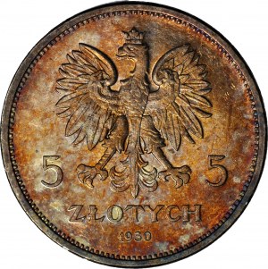 5 złotych 1930 Nike, rzadki rocznik, mennicza (ex. Kurpiewski)