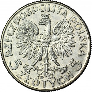 5 złotych 1934, Głowa, mennicza