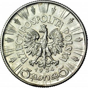 5 zloty 1934, Piłsudski, officiel, frappe de la monnaie
