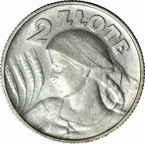 2 złote 1924 Żniwiarka, literka H (Birmingham), cienka szyja i ogon, ok. mennicza