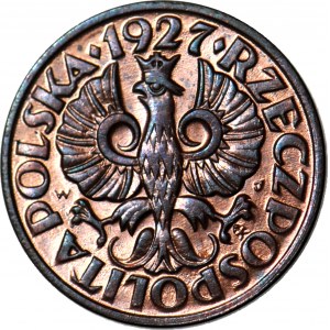 1 grosz 1927, menniczy, czerwony