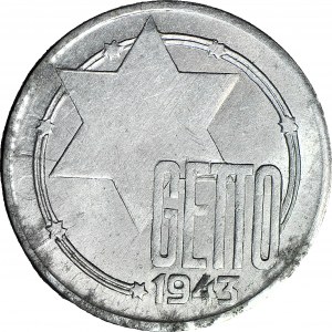 Ghetto, 20 Mark 1943, selten, postfrisch, SPIRIT IN BACK (zweites bekanntes Exemplar)