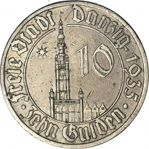 Freie Stadt Danzig, 10 florins 1935, RATUSZ, rareté