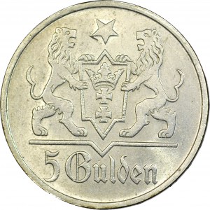 Free City of Gdansk, 5 guilders 1923, St. Mary's Church, minted