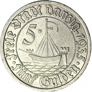 Free City of Gdansk, 5 guilders 1935, Koga, beautiful