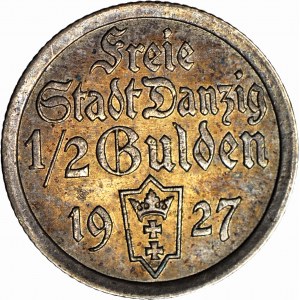 Wolne Miasto Gdańsk, 1/2 guldena 1927, rzadkie, mennicze