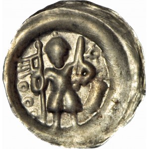 RR-, Leszek the White 1194-1227, Cracow, Brakteat, Knight with sword and pennant