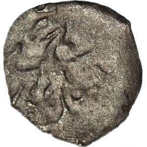R-, Władysław Jagiełło, 1386-1434, Denar z dwoma kulami nad koroną