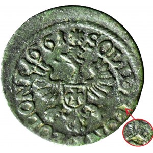 RR-, Jan II Kazimierz, Szeląg koronny 1661, SEGN? przebite na REGN