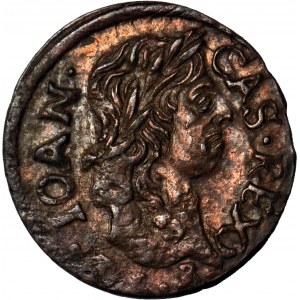 Jan Kazimierz, Szeląg 1661, Ujazdów, rozeta na orłem, piękny