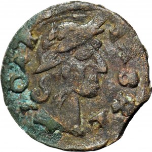 RR-, Jan Kazimierz, Szeląg koronny 1664, odwrócona cyfra 4, falsyfikat z epoki