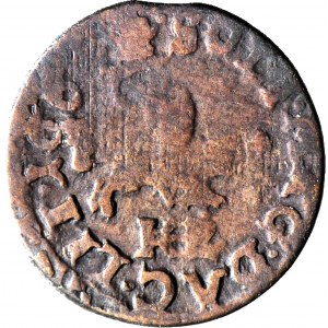 RR-, Jan Kazimierz, Szeląg litewski 1665, Brześć, odwrócone V w DVC, R3