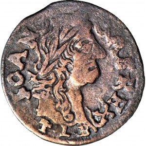 RR-, Jan Kazimierz, Szeląg litewski 1665, Brześć, odwrócone V w DVC, R3