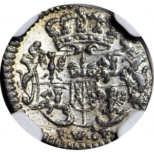 August III Sas, Halerz 1754 FWôF, Dresden, gemünzt