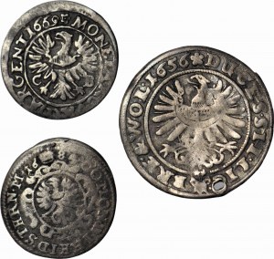 Silesia, 1 krajcar and 3 krajcar, Brzeg and Oleśnica, set of 3 pcs.