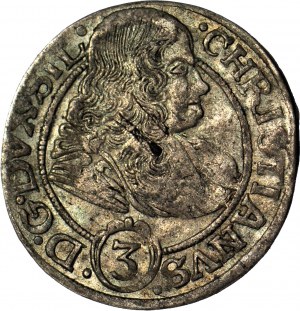 Silesia, Chrystian Volovsky, 3 krajcary 1669, Brzeg