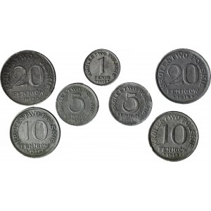 Kingdom of Poland, Set of basic circulations, 1fen 1918, 5fen 1917, 1918, 10fen 1917, 1918, 20 fen 1917, 1918