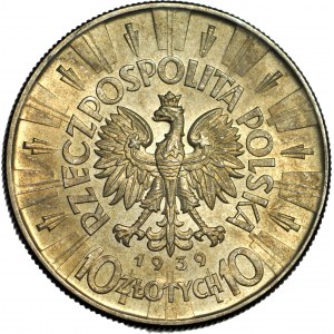 10 złotych 1939, Piłsudski, menniczy, piękny