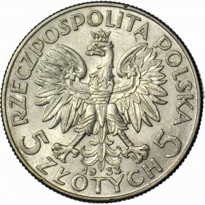 5 gold 1933, Head, minted