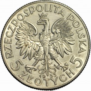 5 Gold 1933, Kopf, geprägt