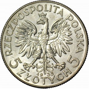 5 gold 1933, Head, minted