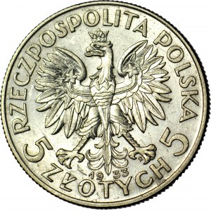 5 zlatých 1933, Hlava, krásná