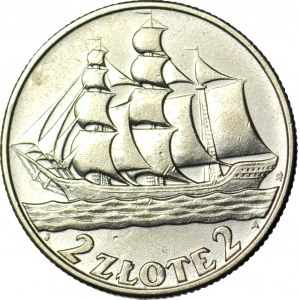 2 złote 1936, Żaglowiec, okołomenniczy