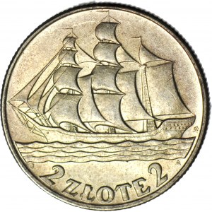 2 Gold 1936, Segelschiff, postfrisch
