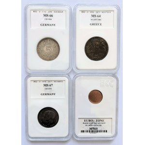 Germany, Greece Set of 4 coins, miscellaneous