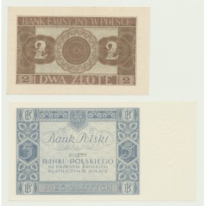 2 złote 1941 - ser. AC, 5 złotych 1930 ser. EC, zestaw 2 szt.