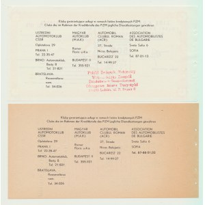 Polski Związek Motorowy, Listy Kredytowe na 500 złotych 1978 i 1982 na Czechy, Węgry, Rumunię i Bułgarię