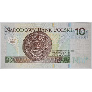 10 złotych 1994, druk TDLR Londyn, AA 0037747, ODMIENNY KOLOR, dwa zera na początku