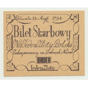1 złoty 1794, ser. M, facsimile wydane w limitowanym nakładzie 1000szt.