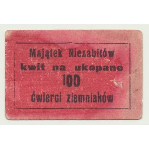 Majątek Niezabitów, kwit na ukopane 100 ćwierci ziemniaków